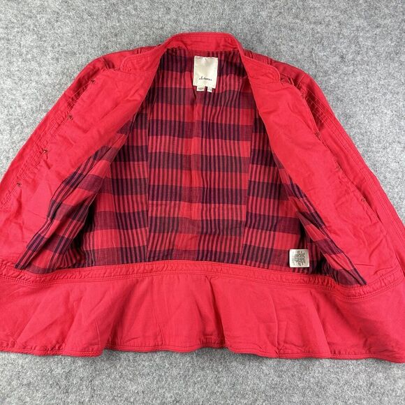 Elevenses Anthropologie Blazer Womens 12 Linen Blend Military Peplum Jacket* - Picture 12 of 16